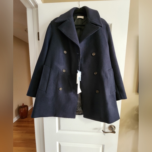 There Was One double-breasted notched-collar peacoat( oversize, navy color ) - Picture 4 of 12